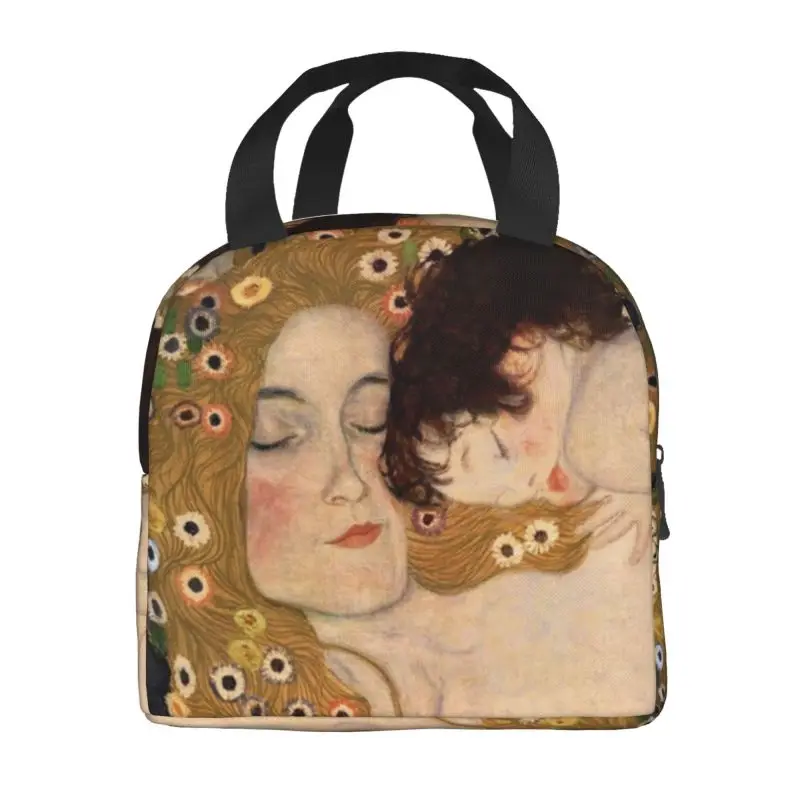 Custom The Three Ages Of Woman Lunch Bag Men Women Gustav Klimt Painting Art Cooler Thermal Insulated Lunch Box for Kids School