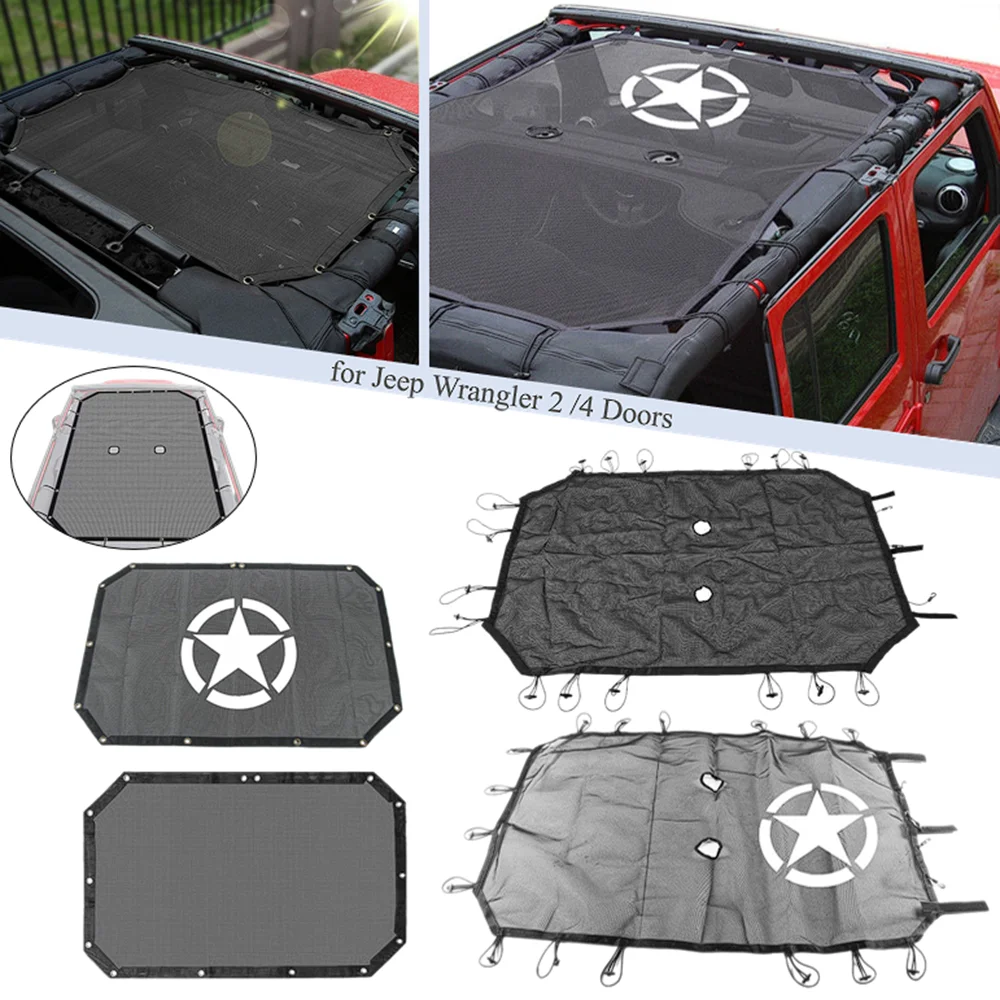 

Car Roof Sunshade Mesh for Jeep Wrangler JK Accessories Styling 2/4 Door 2007-2017 Shade Top UV Proof Protection Net Cover