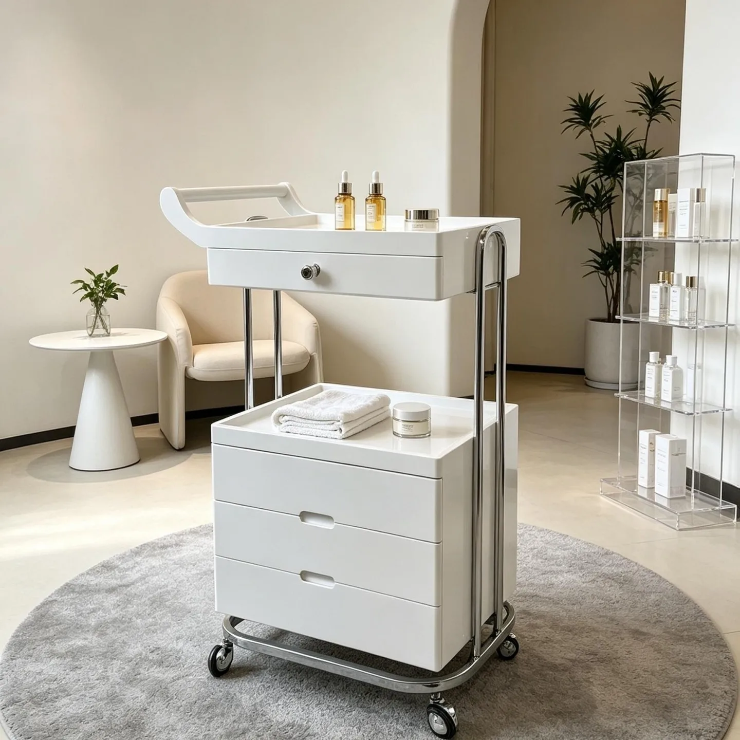 beauty salon trolley, Multifunctional 2026 new model, large-capacity, multi-layer drawer, mobile storage cart for beauty tools