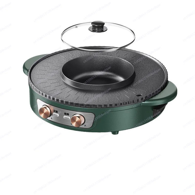 Household multi-functional electric heating pot, rinse and bake integrated less smoke baking pan