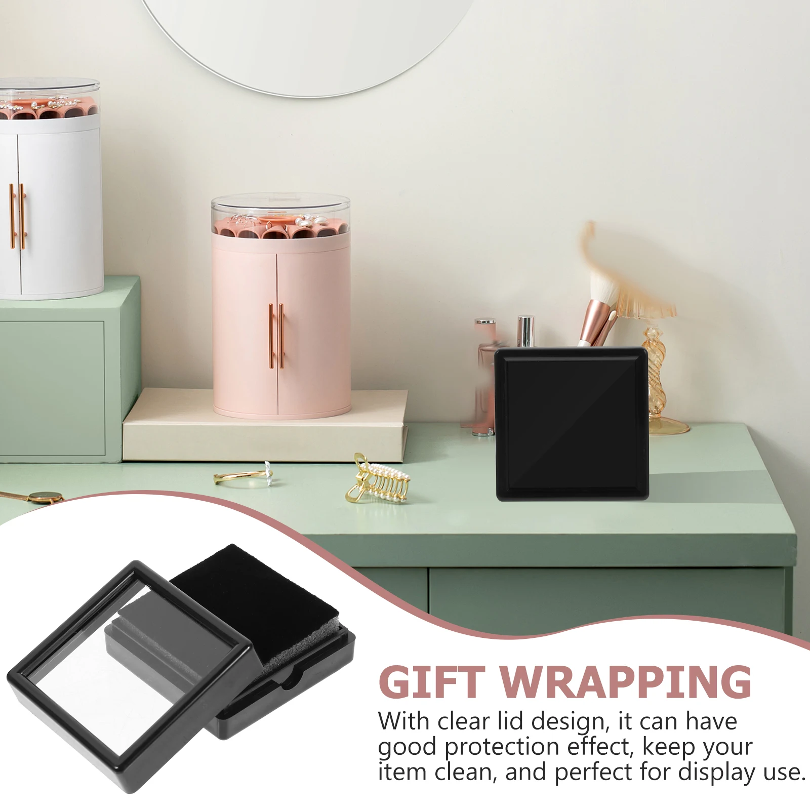 

6pcs Gemstone Display Box Jewelry Case ABS Storage Clear Lid Compact Size Medal Holder Lightweight MultiPurpose