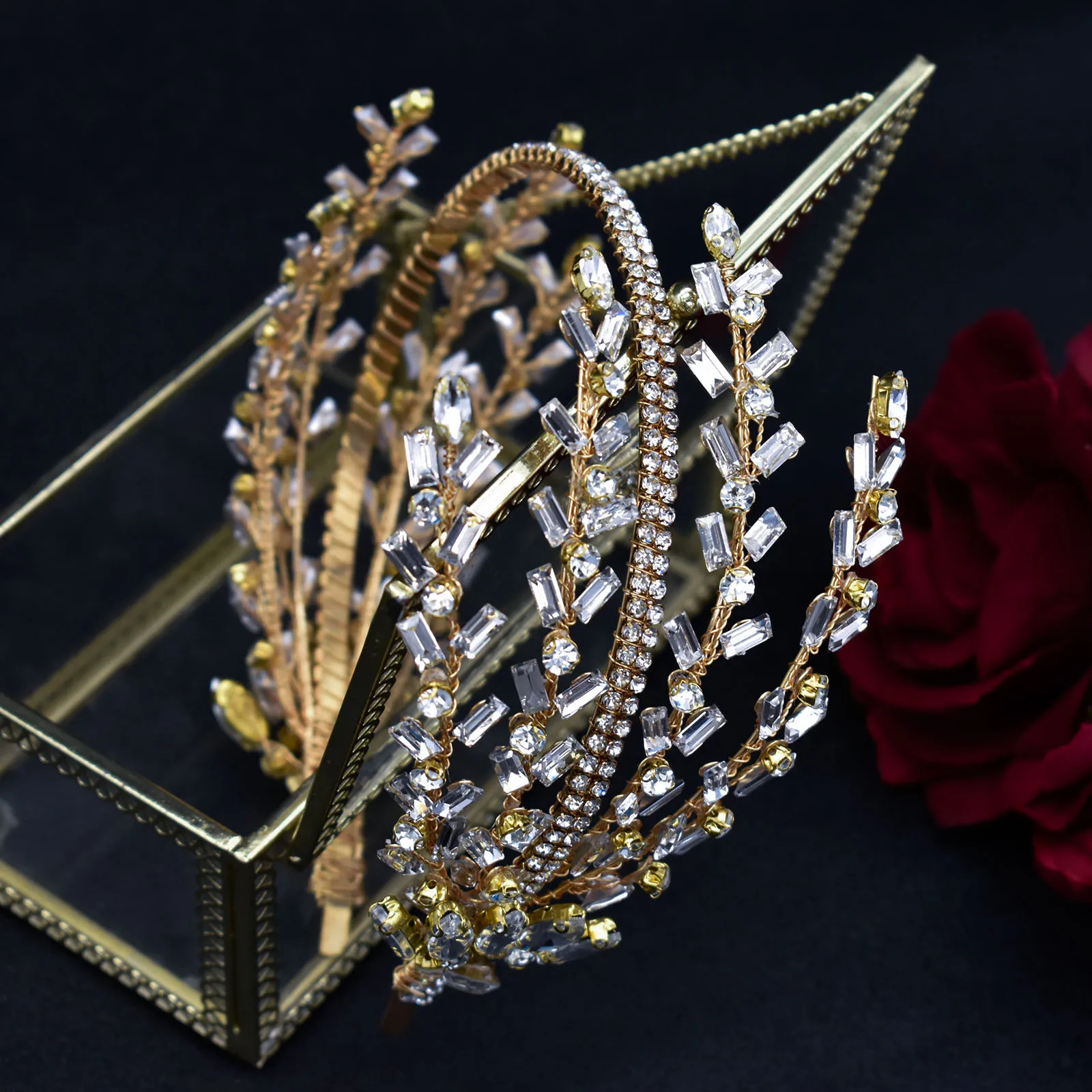 DZ071 เจ้าสาว Hairbands Tiaras เงินคริสตัลงานแต่งงานอุปกรณ์เสริมผม Headwear Rhinestone เครื่องประดับผมผู้หญิง Headdress