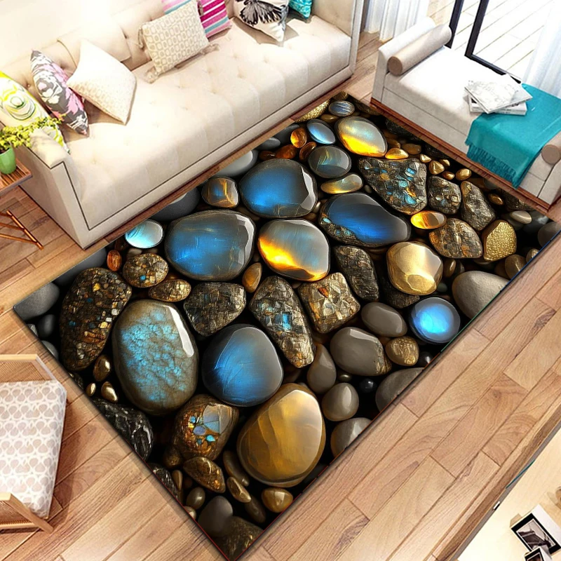 Stone printed living room carpet Cobblestone carpet home accessories play mats Living room carpet  bedroom decoration  tapis