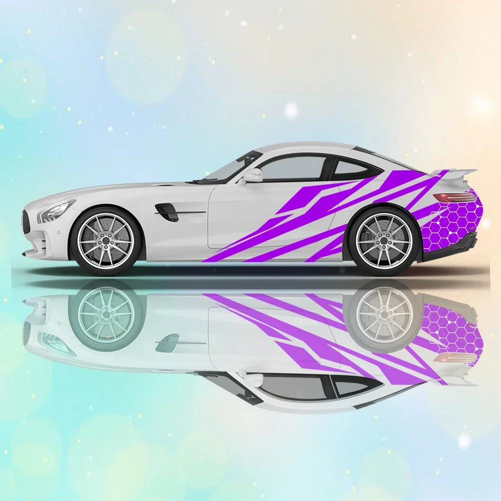 

Purple Lines Honeycomb Car Vinyl Wraps Decal Self-adhesive Anti Scratch Sticker Suitable for Trucks SUV Decor Auto Accessories