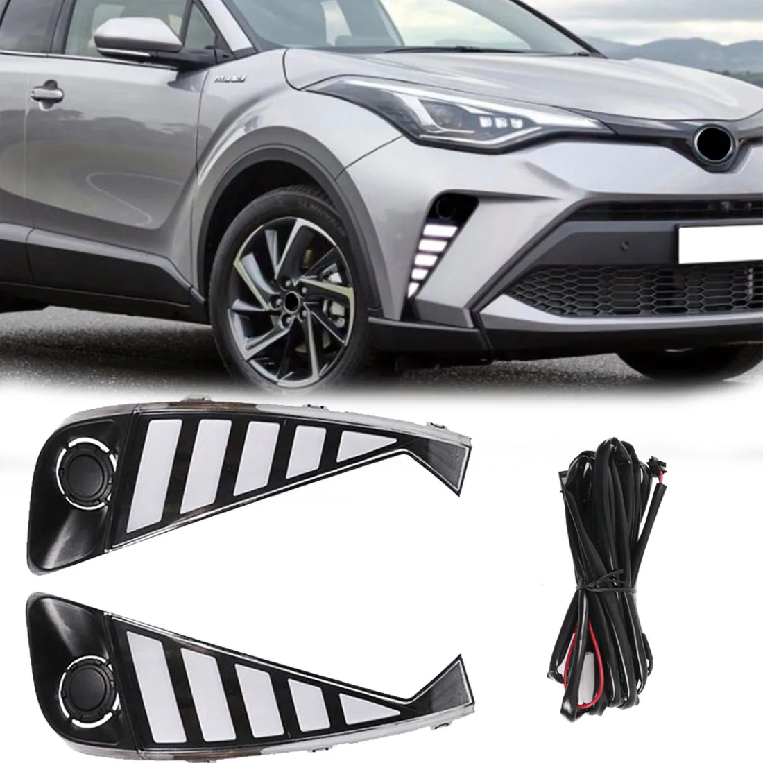 For Toyota C-HR CHR 2020 2021 2022 DRL Daytime Running Light Car Led with Dynamic Yellow Turn Signal White Daylight Fog Lamp 12V