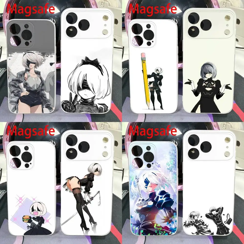 

N-Nier A-Automata 2b Phone Case For iPhone 14,16,15,11,13,17,12,Air,Mini,Plus,E,Pro,Max Magnetic Magsafe Frosted Cover
