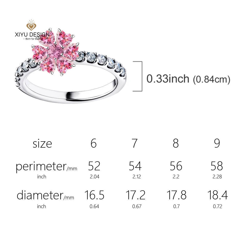 925 Sterling Silver Pink Sparkling Heart Zircon Peach Blossom Charm Ring Women Exquisite Jewelry Mother's Day Anniversary Gift