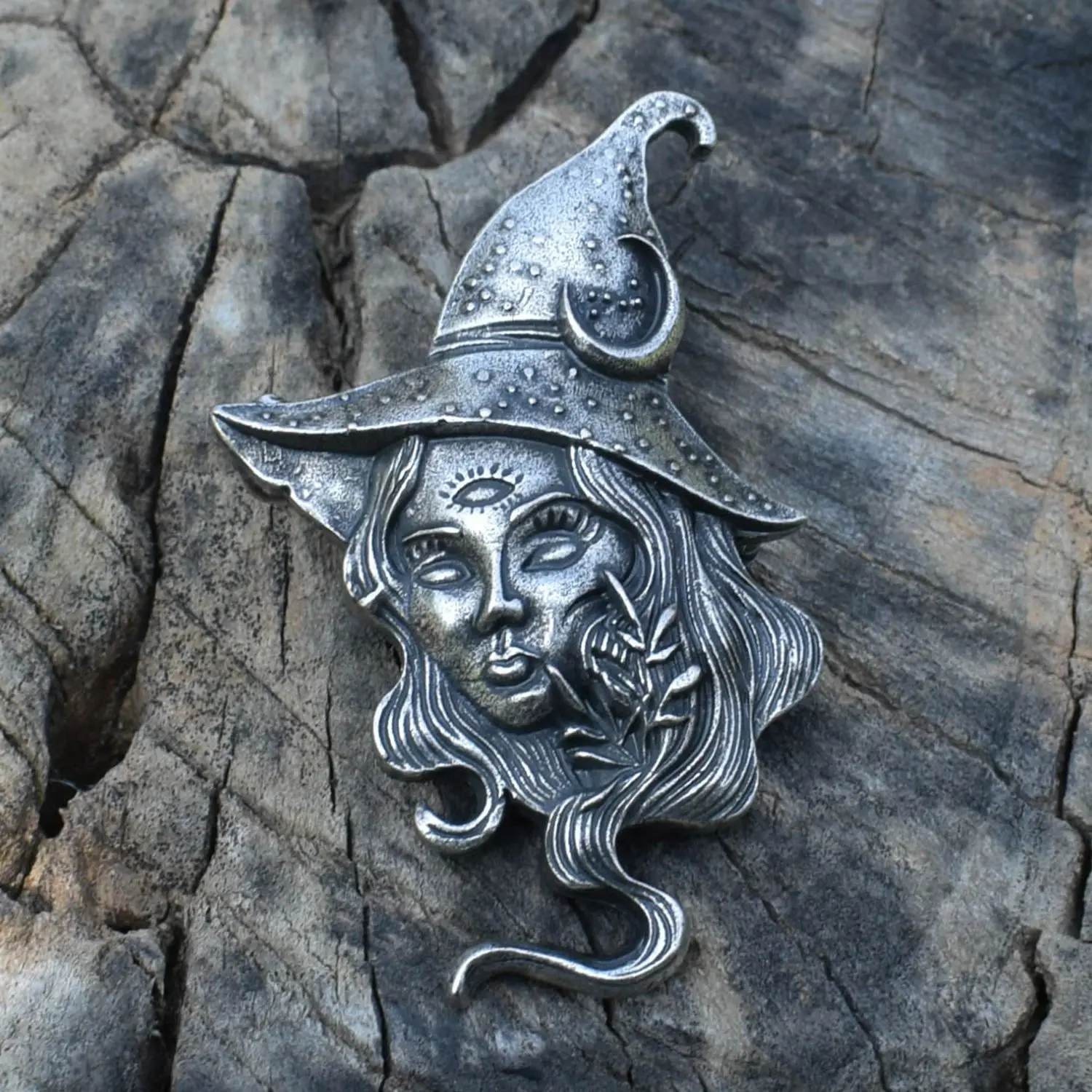 Gothic Witch moon woman brooch sun and moon jewelry