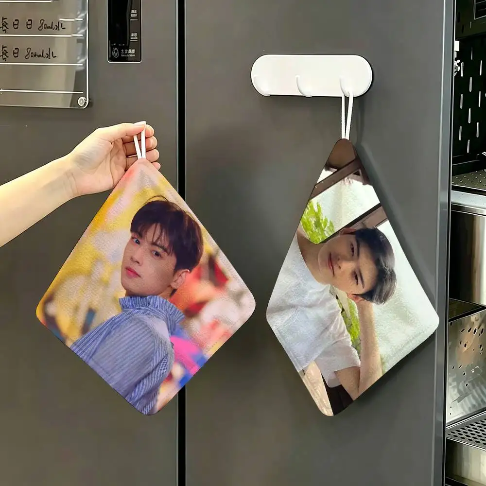 Kpop A-Astro Cha Eun Woo Hanging Kitchen Towel, Polyester Cotton Material, Wear Resistant Hand Wiping Towel For Home