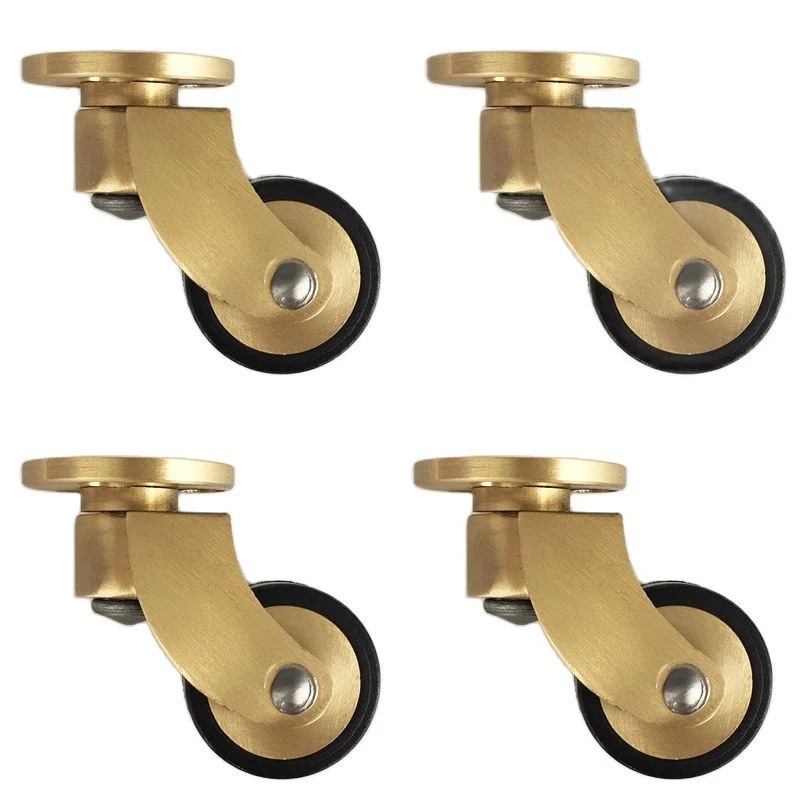 4PCS 1Inch Brass/Brass+Rubber Universal Furniture Casters Table Chair Sofa Silent Wheels 360° Swivel Furniture Rollers Runners