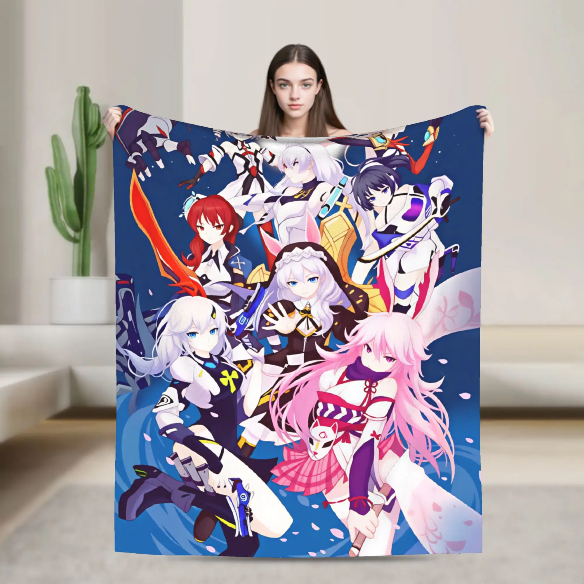 Honkai Impact Soft Blanket  Boy Girl Plush Throw Blanket Print Outdoor Flannel Bedspread Sofa Bed Cover