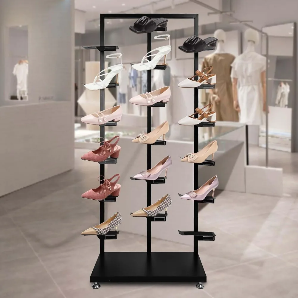 

Shoe Rack Commercial Clothing Store, Free Standing and Retail Boutique, Modern Metal Sneaker Basketball Shoes Stand