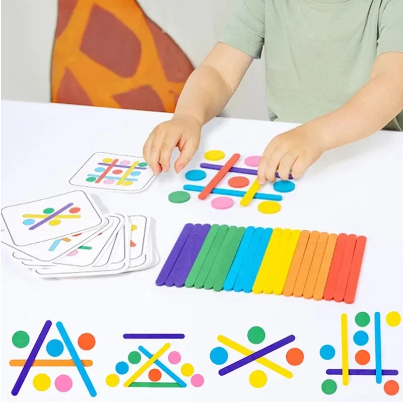 Kids Rainbow Stick Puzzle Montessori Toys Color Sensory Logical Thinking Matching Games Children Early Educational Wooden Toys