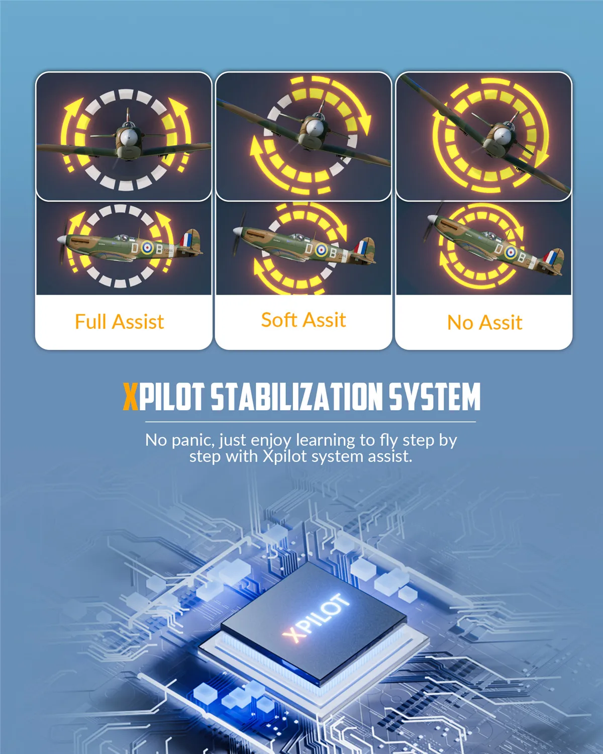 Volantex RC 500mm Spitfire 768-5 جاهز للطيران طائرة RTF RC Warbird مع محرك بدون فرش، جهاز إرسال واستقبال 2.4G، بطارية #2