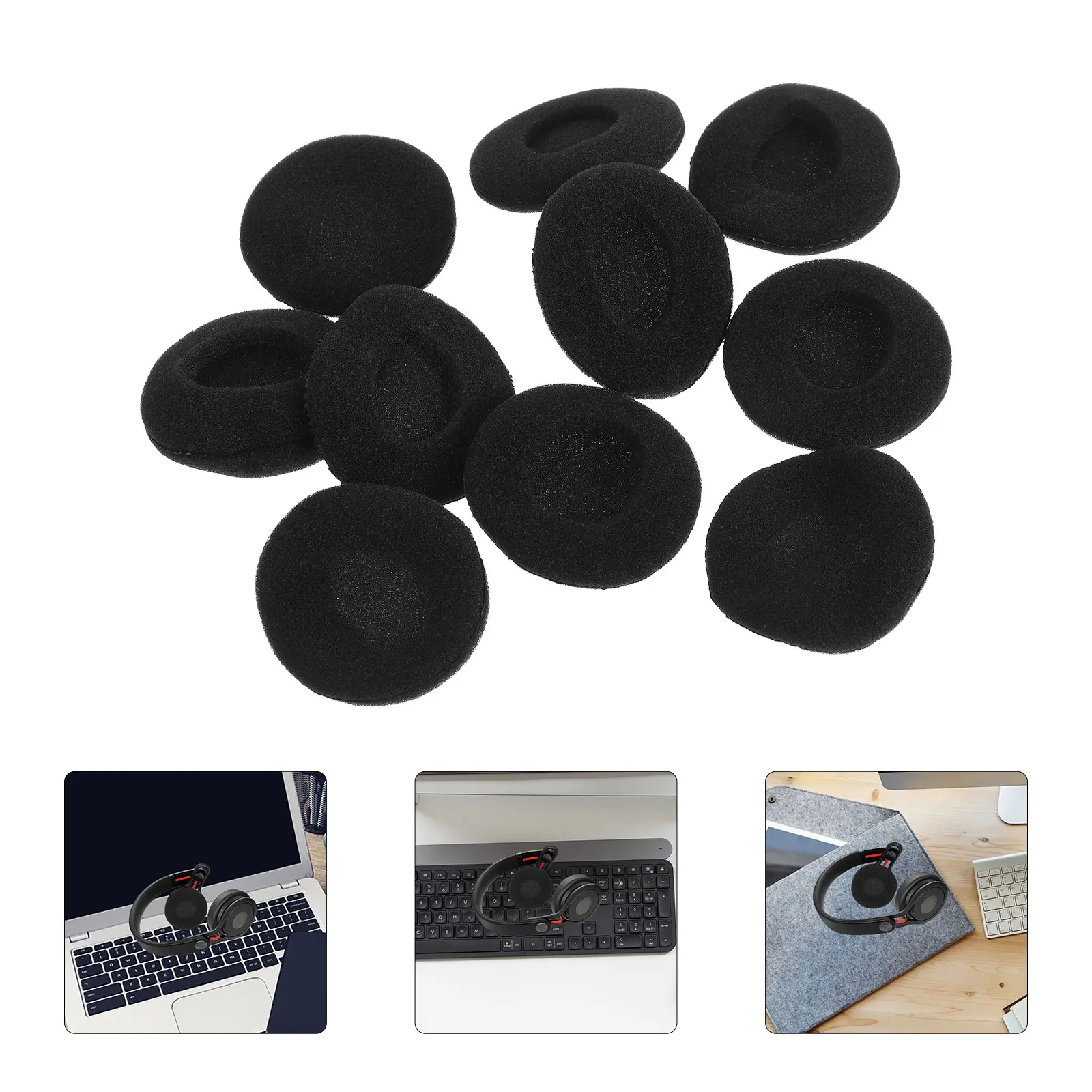 

10pcs Earphone Ear Pad 40Mm Headset Pads Black Foam Replacement Earbud 40Mm Earphone Covers Cushions Bass Enhancement