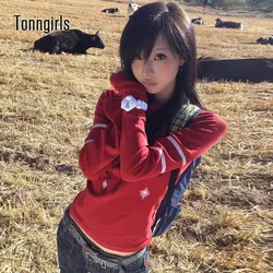 Tonngirls Harajuku Print T Shirt Women Long Sleeve Y2k Vintage Graphic Tops Streetwear American Retro 90s Grunge Tops Fairycore