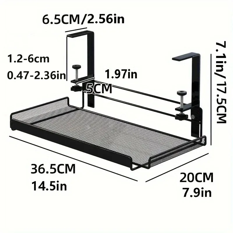 Under Desk Cable Management Tray No Drill Clamp On Desk Cable Organizer Shelf Storage Rack for Cable Speaker Headphone Projector