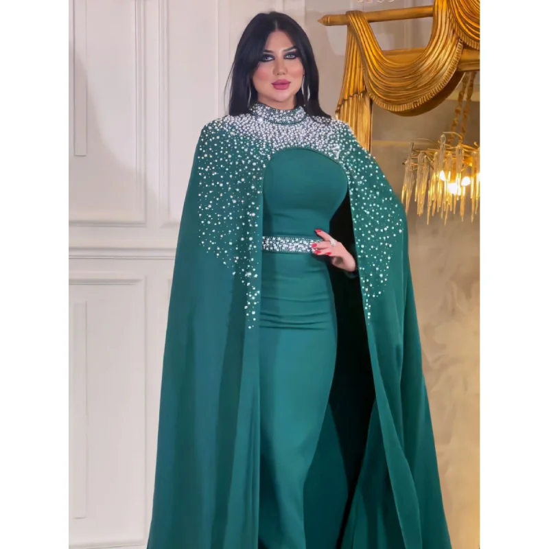 2025 Dubaï moyen-orient musulman strass perlé lourd broderie deux pièces ensemble Robe Robe ethnique vêtements pour femmes W001