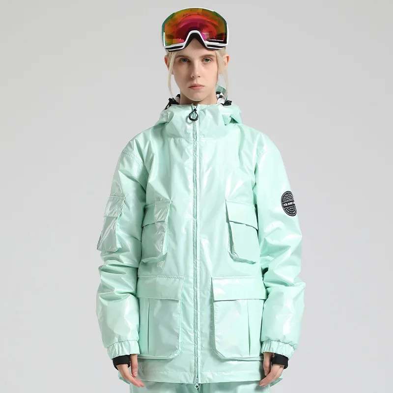 Neue Ski Anzug Männer Winddicht Wasserdichte Warme Snowwear Furnier Doppel Bord Bunte Reflektierende Ski Jacken Frauen Große Größe