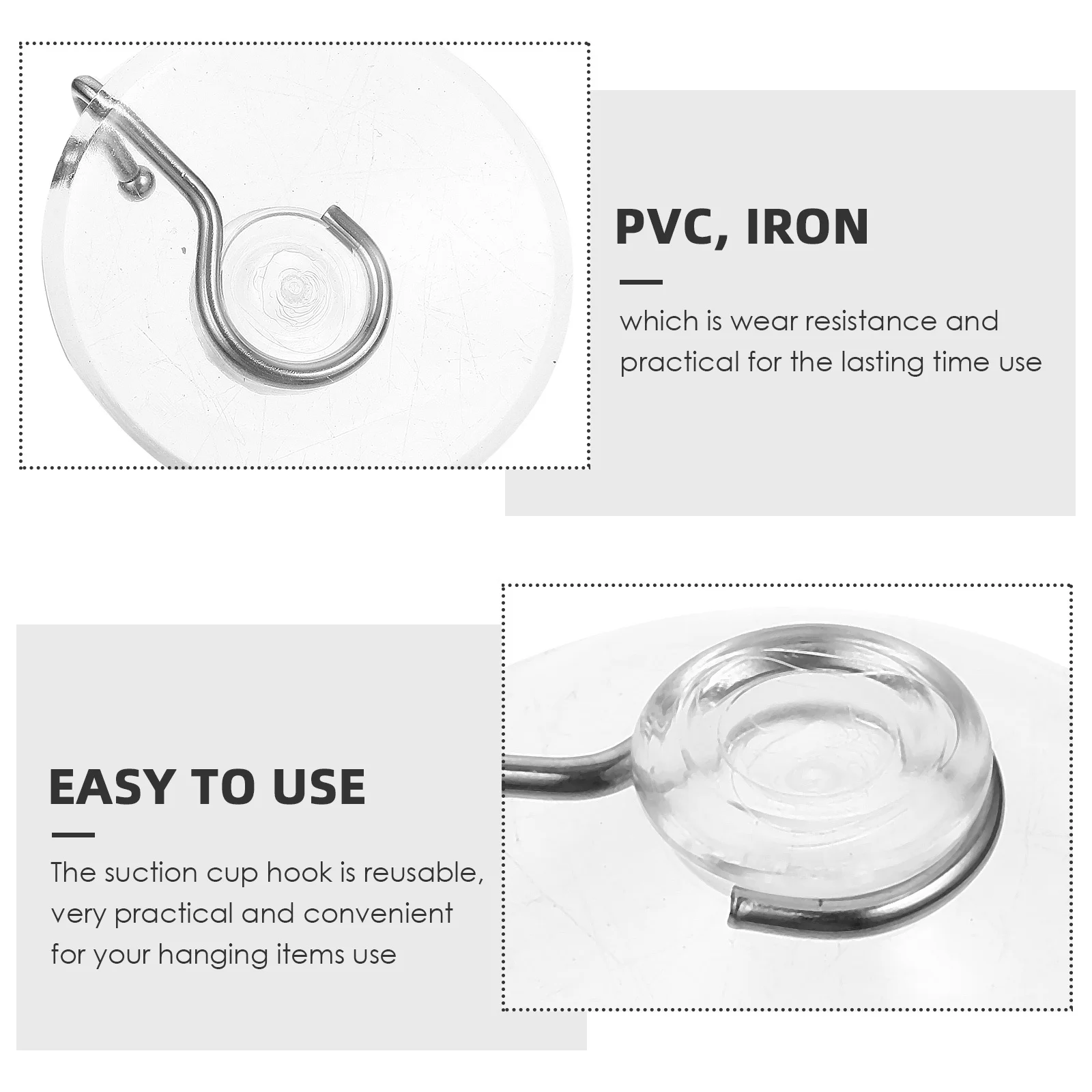 

10Pcs Suction Cup Hooks Transparent Multipurpose Reusable Bathroom Kitchen Shower Towel Holder Clear Wall Hooks