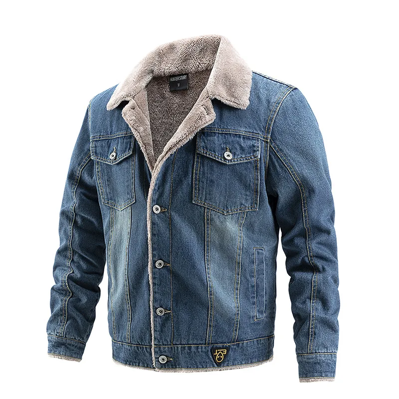 

Wholesale Denim Jacket for Men's Winter Plus Fleece Casual Men's Clothing Denim Jacket