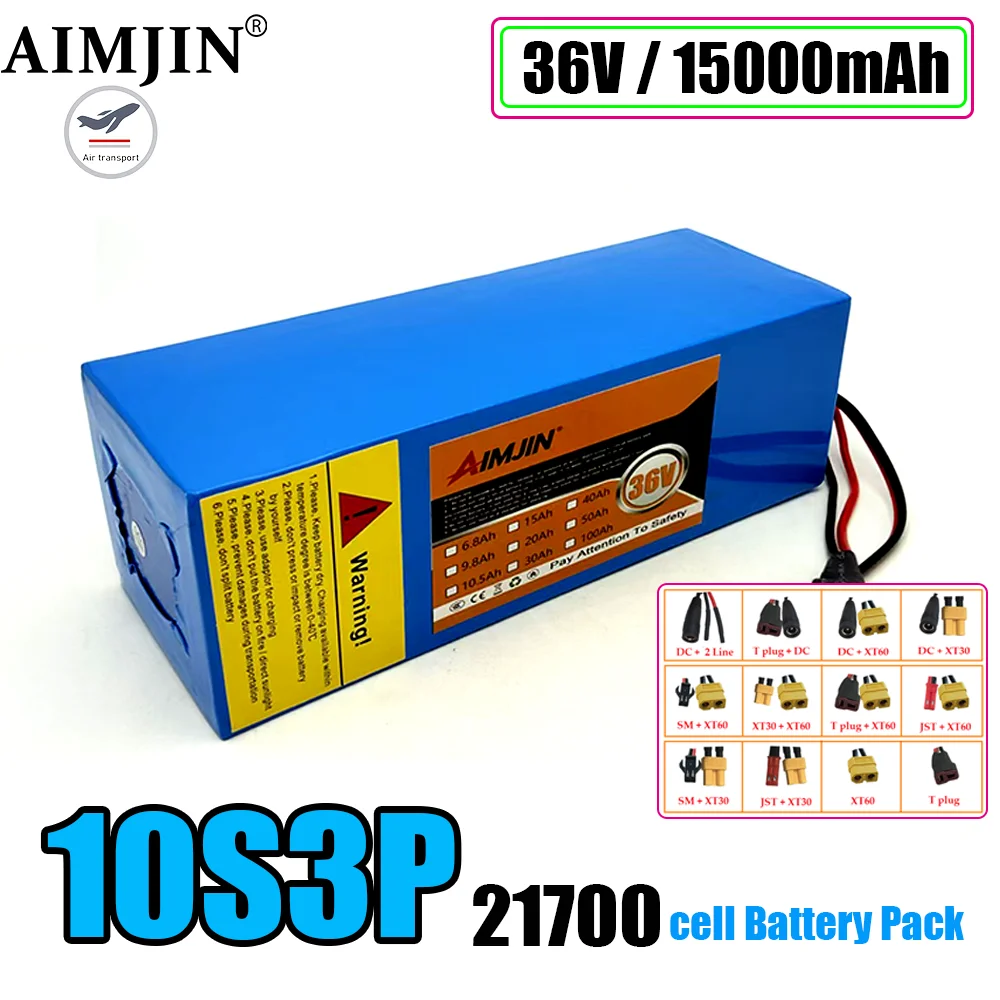 36V 15000mAh 21700 lithium battery pack with built-in BMS,for electric tools, weeding machines, electric wheelchairs, bicycles