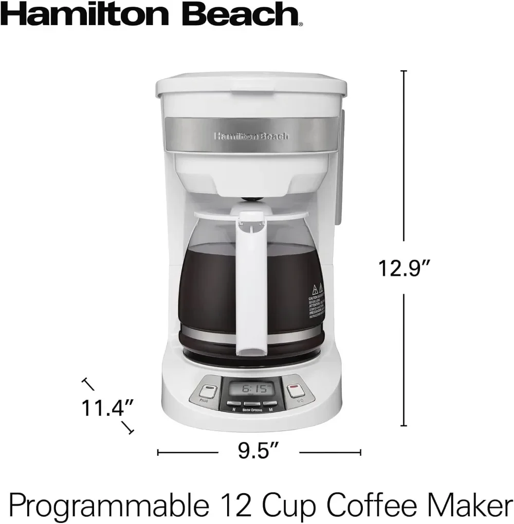 Espresso 12 Cup Programmable Drip Coffee Maker with 3 Brew Options, Glass Carafe, Auto Pause and Pour, Black Stainless