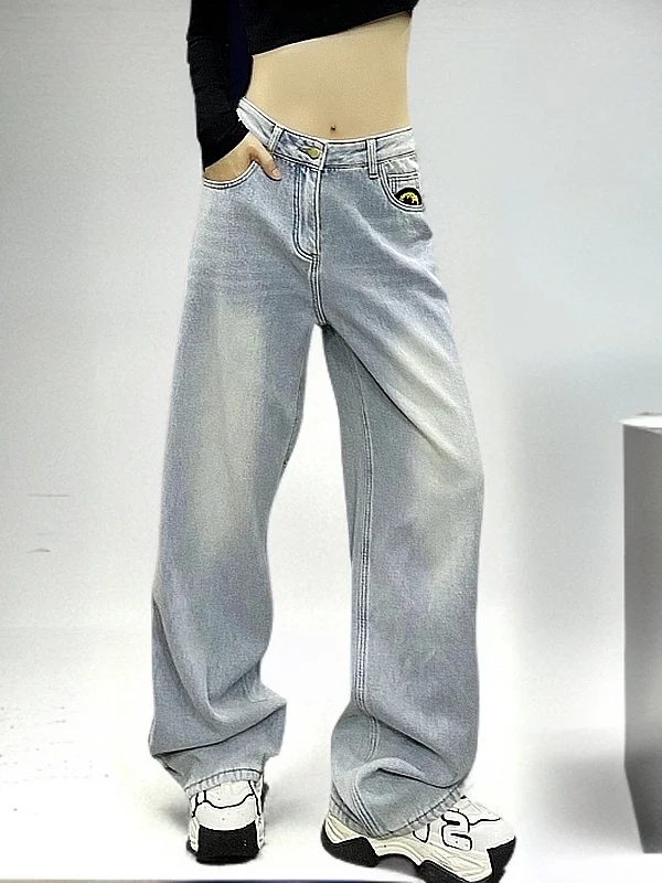 

Весна 2026: Новые женские повседневные джинсы с высокой талией и широкими штанинами, свободного кроя, универсальные, из денима, с эффектом драпировки