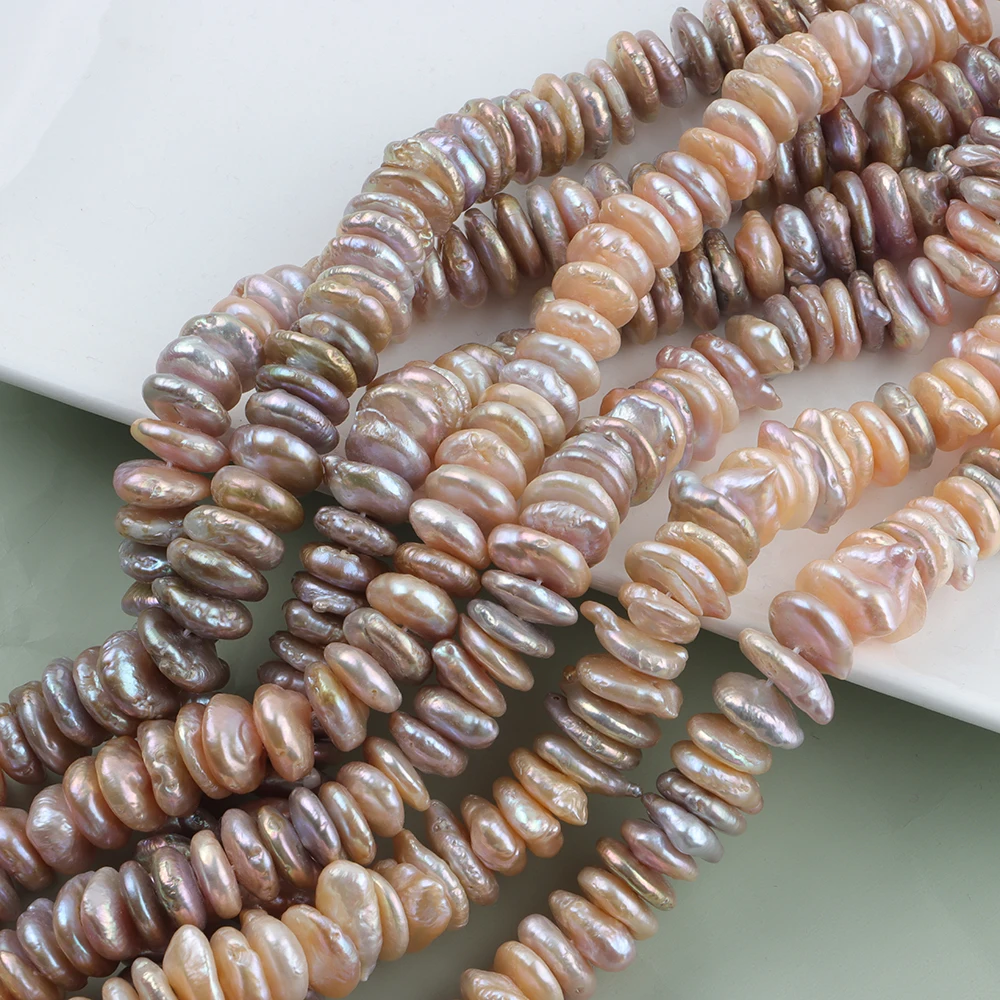 16 inches 12-13mm White Center-Drilled Rondelle Natural Coin Pearls Loose Strand
