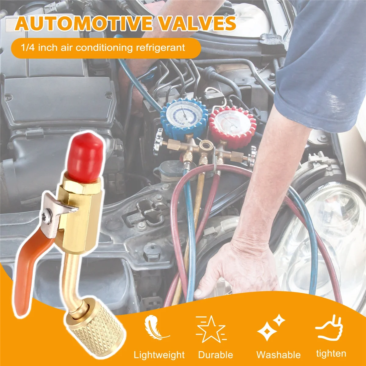 Neue Benutzer ~ R410a R134a Messing Absperrventil für A/C-Ladeschläuche HVAC 1/4 Zoll AC Kältemittel