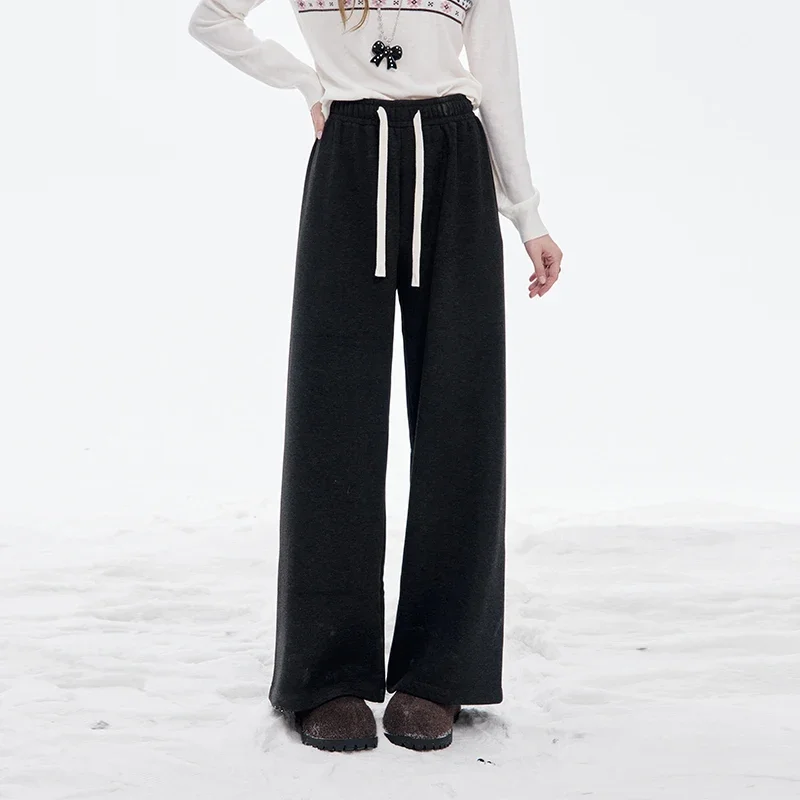 ELFSACK Classic Solid Draped Drawstring Elastic Waist Floor Length Pants For Women