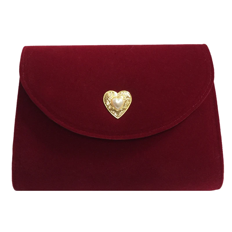 Retro Red Velvet Pearl Bag 2023 New Women\'s Fashion Love Magnetic Buckle Chain Crossbody Bag Elegant Noble Ladies Banquet Bags