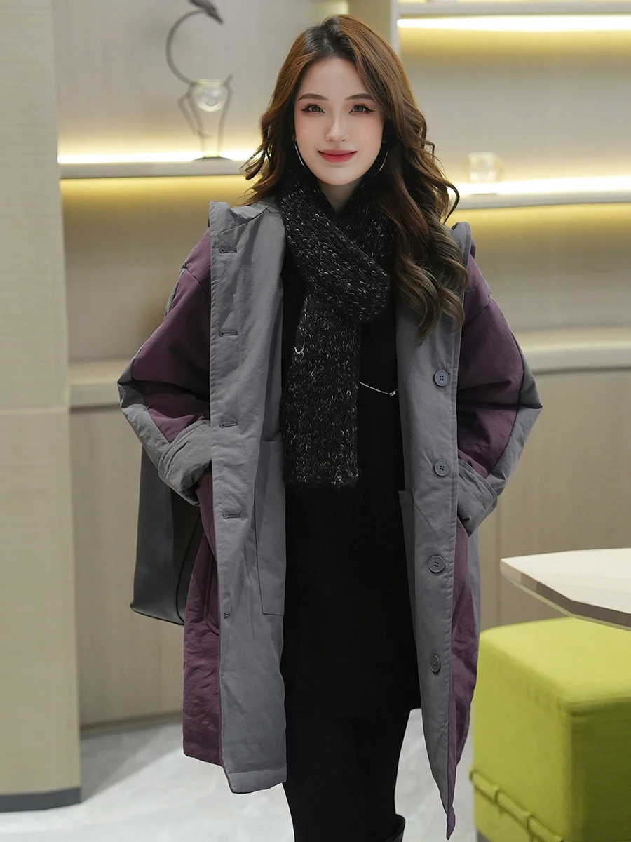 

Женская утепленная куртка Linda Big Sister Color Blo из хлопка, средней длины, свободного кроя, для женщин среднего возраста, в стиле Mommy Sle