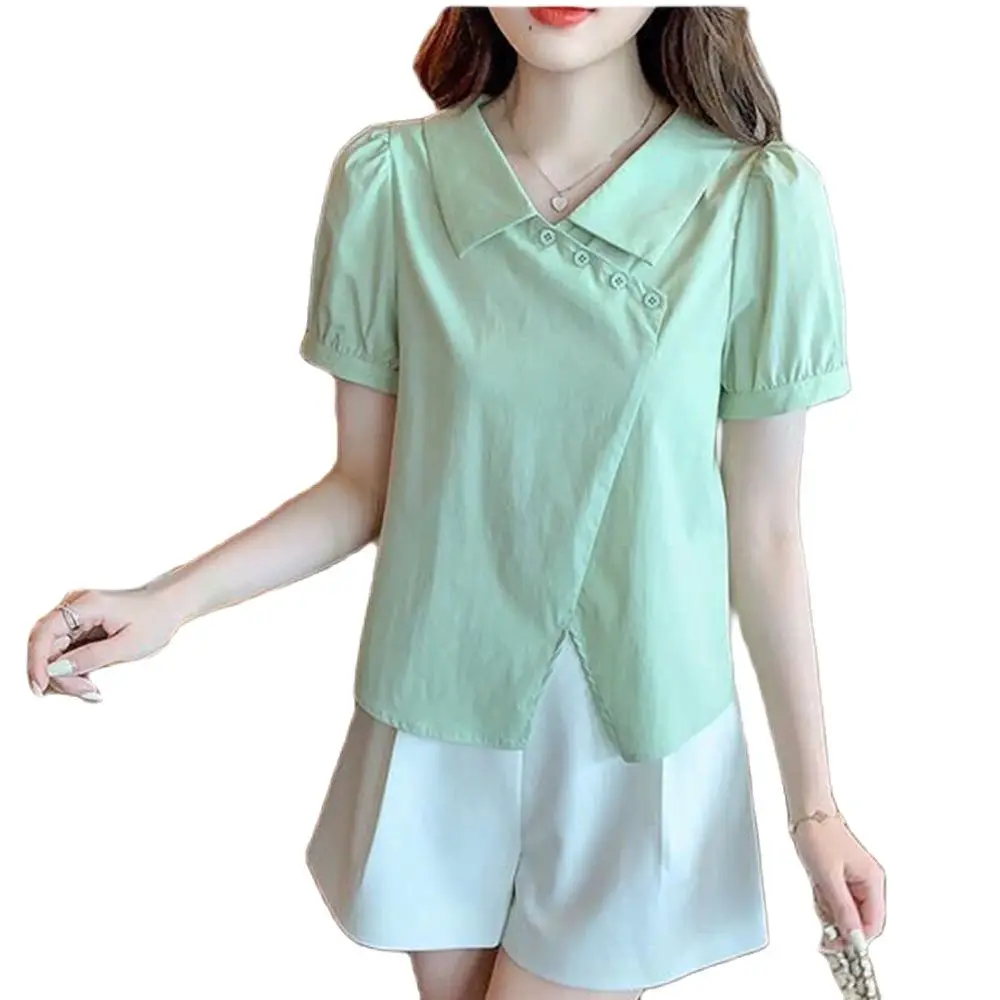 

Блузка женская демисезонная с длинным рукавом и отложным воротником, G2775