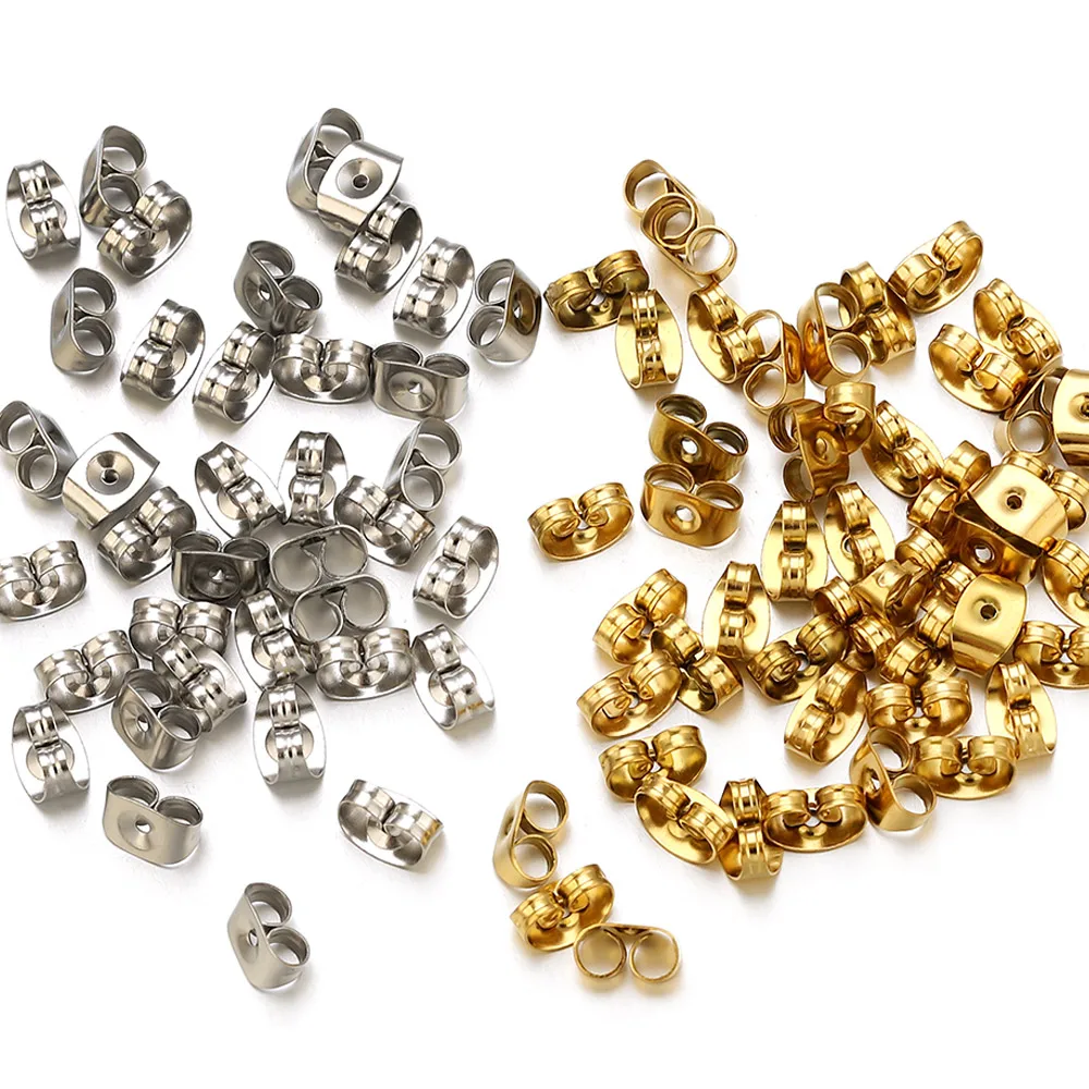 

100pcs Stainless Steel Gold-plated Earring Back Earrings Stopper DIY Jewelry Making Earring Findings Craft Accessories Wholesale