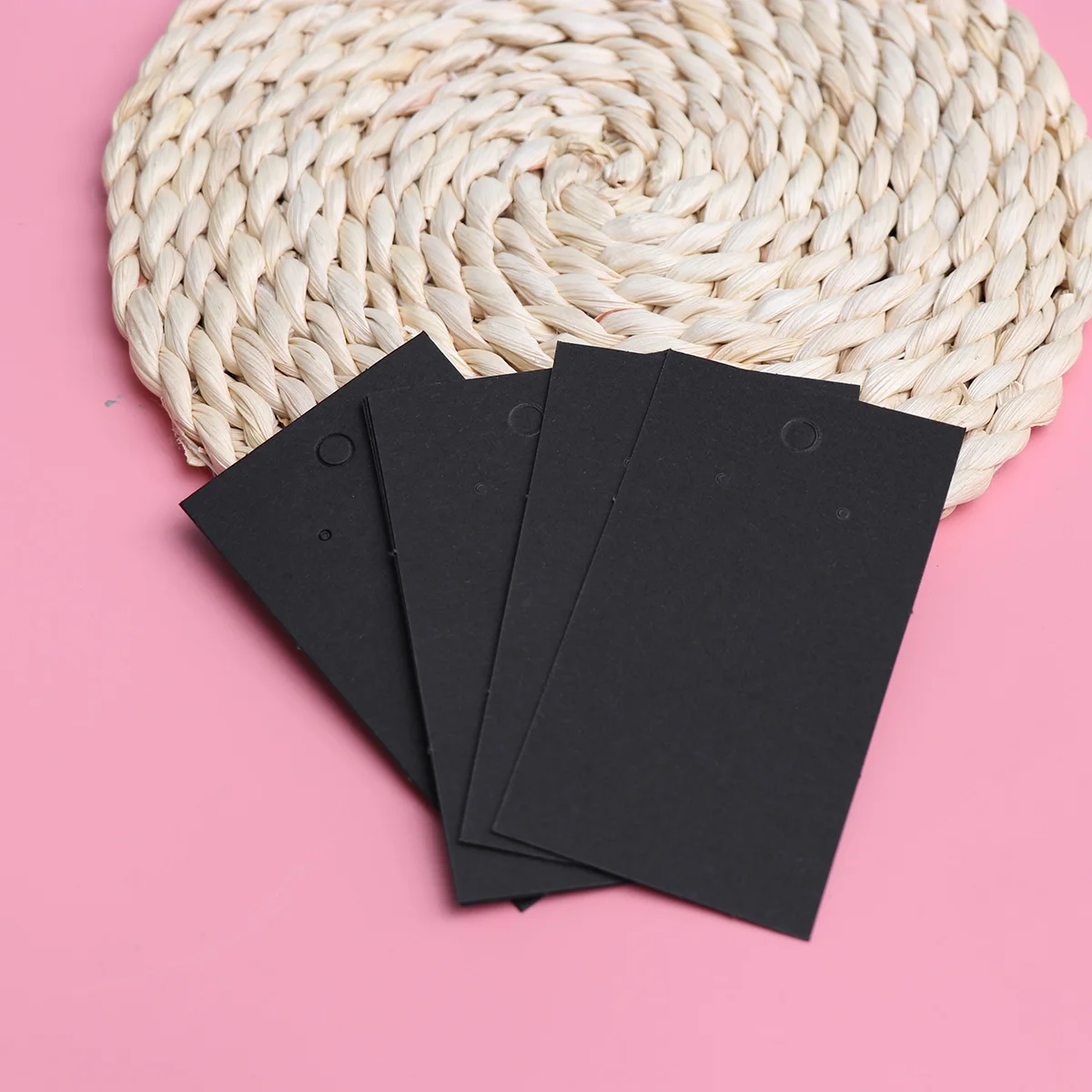

200 Pcs Hanging Earring Display Cards Earrings Self-Seal Bags Bracket Key Black