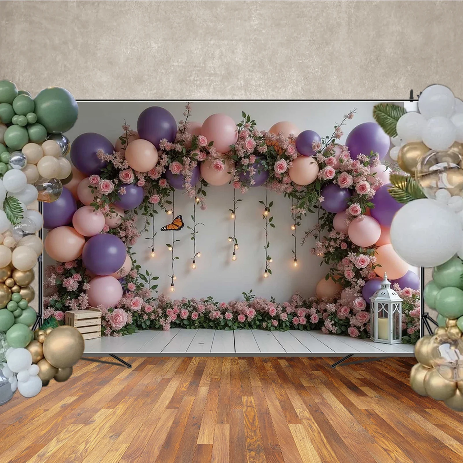MOON.QG фон на день рождения арка воздушный шар сад цветок вечерние украшения детский душ аксессуары для фотосъемки для девочек фон фото