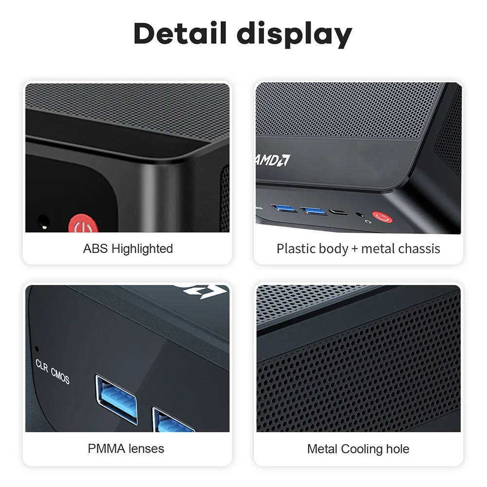 Beelink SER5 Max Win 11 Mini PC AMD Ryzen7 6800U/7735HS R3 3200U R5 5500U DDR4 RAM 16G NVME 500G Wifi6 4K Type-C Gamer Computer