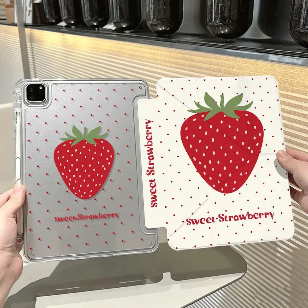 

Ins Polka Dot Strawberry Tablet Case For iPad Pro 11 12.9 13 M2 M4 M3 M5 Shell 8.3 9.7 10.2 5/6/7/8/9/10/11th Air 3 4 5 6 Cover