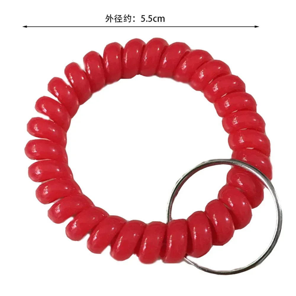 Colorful Spiral Wrist Coil Key Chain Multipurpose Retractable Elastic Anti-Loss Wristbands Bracelet Car Key Holder For ID Badge