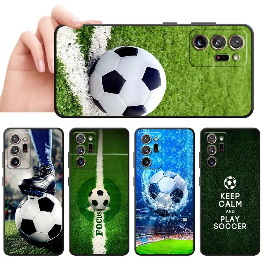 Custodia da calcio per Samsung Galaxy Note 9 S10 10 Plus 20 Ultra S8 S9 8 Cover morbida nera per telefono