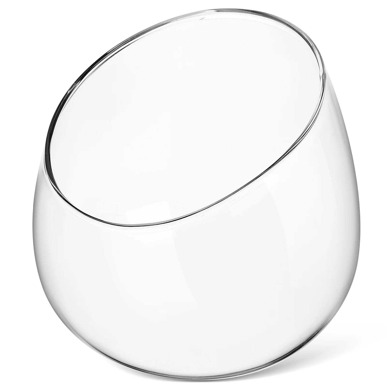 

Transparent Clear Glass Flower Vase Slanted Round Design Indoor Succulent Planting Pot Terrarium Container Decorative Bowl