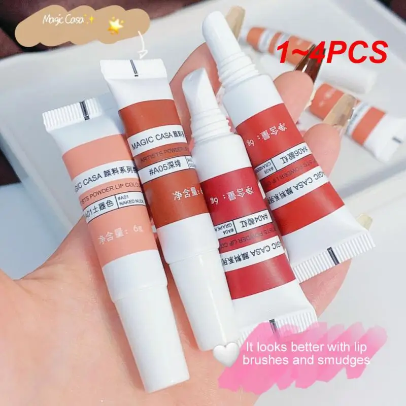 1 ~ 4pcs Lip gloss Soft Mate Lippenstift Tube kreative Lippenstift Lippen Make-up Lippen glasur feuchtigkeit spendend 6 Farben Lippen tönung Schlamm Kosmetik