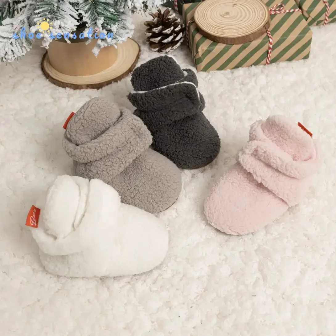 

Meckior Newborn Baby Socks Shoes Winter Baby Unisex Booties Toddler Soft Sole Non Slip Girl Boy Shoes First Walkers 0-18 Months