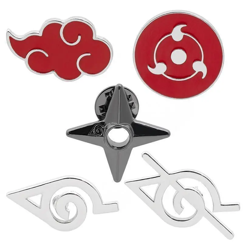 Broche de Metal con Insignia de Nube Roja de Akatsuki de Naruto, Lindo Accesorio Decorativo para Oficina, Hogar y Uso Diario, Versátil y Elegante