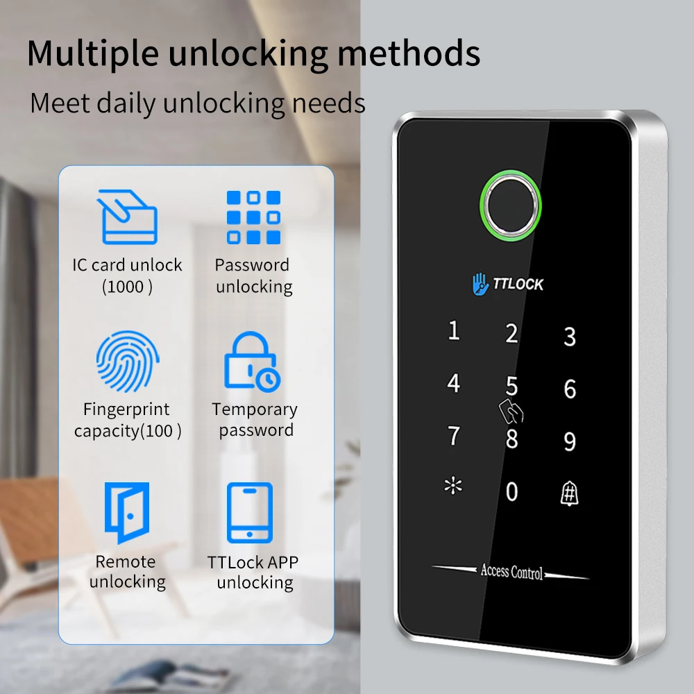 TTlock Smart Fingerprint Lock Access Control Keypad IP67 Waterproof Metal Reader Outdoor NFC Bluetooth Rfid code Card App Unlock