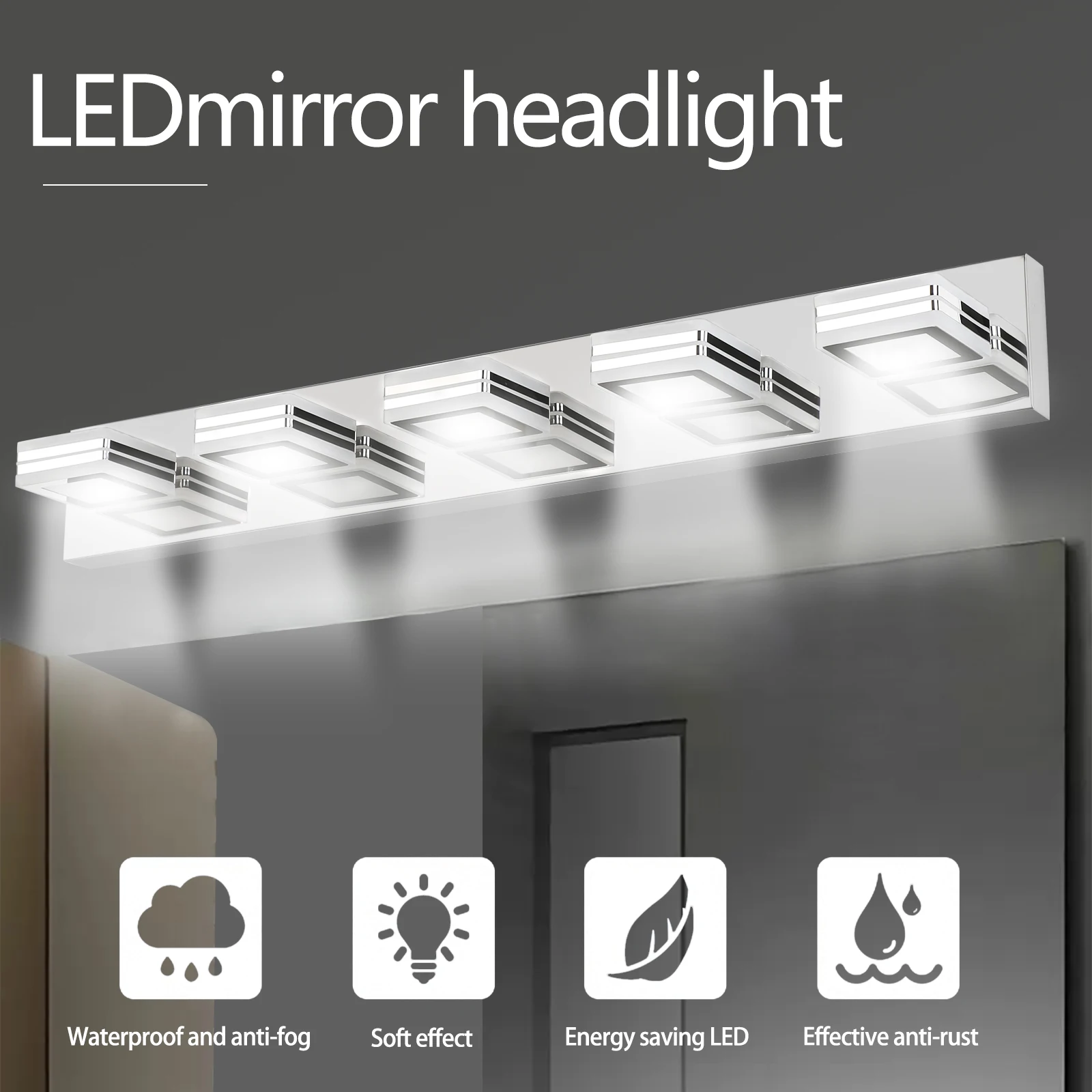 Simple style design LED Modern Chrome Makeup Light, 5-Lights Acrylic Chrome Makeup Mirror Light