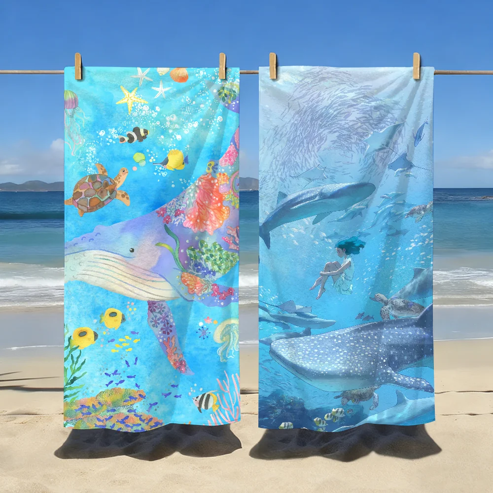 Marine life Towel For Swim Yoga Gym Quick Drying Soft and skin-friendly Beach Towels All-Season