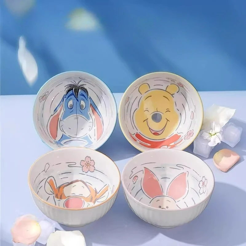 Disney pooh urso casa tigela de cerâmica estilo bonito tigela de arroz anti-desgaste utensílios de mesa presentes de aniversário das crianças
