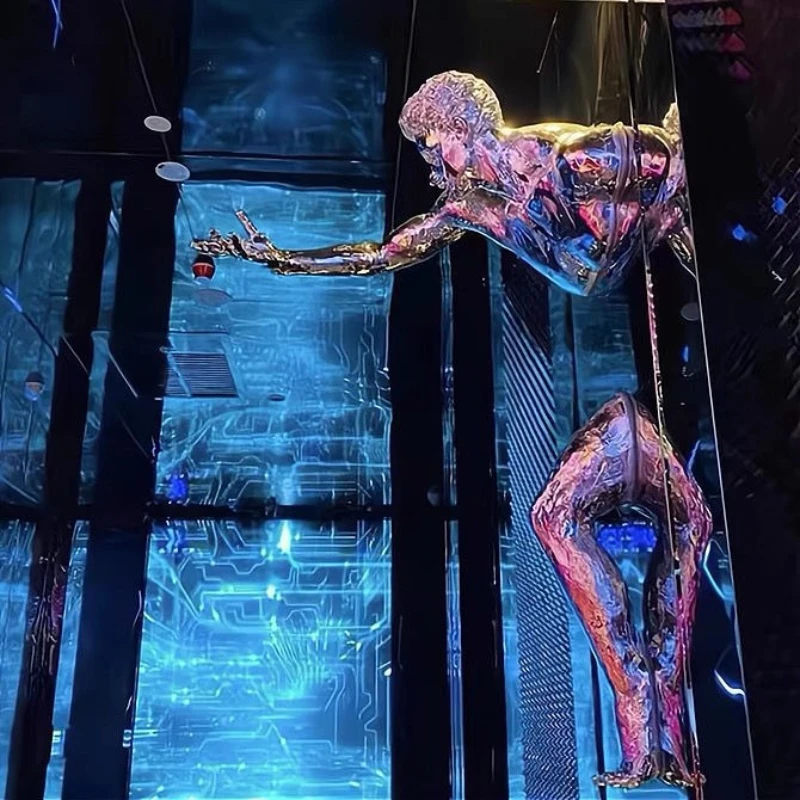 

Light luxury mirror electroplating through the wall people wall decoration wall hanging fiberglass sculpture bar restaurant soft